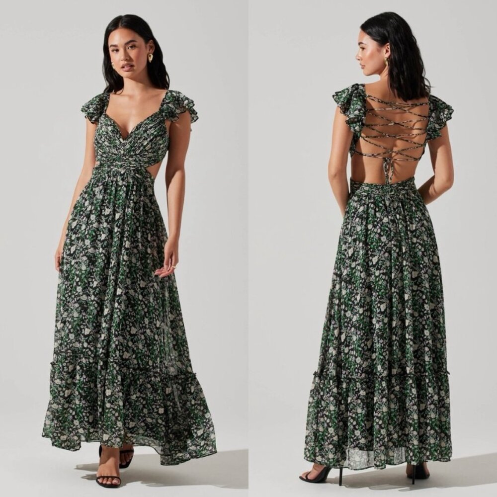 ASTR Primrose Tiered Floral Maxi Dress, Size S, Like New
